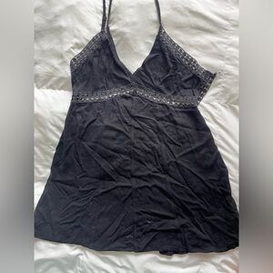 Free People Black Babydoll Mini Dress Spaghetti Strap